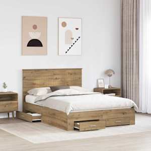 Rám postele s čelo Artisanový dub 135 x 190 cm kompozitní dřevo - obrázek 3