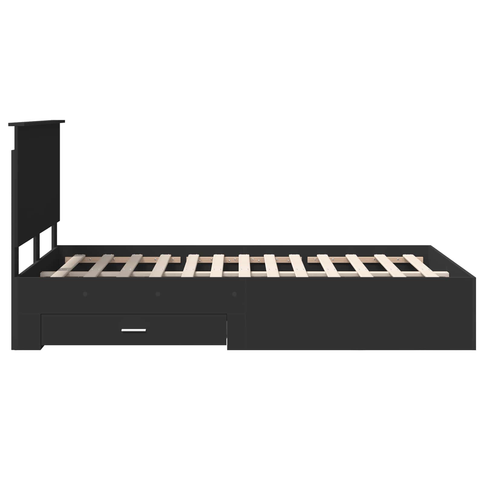 Voodi raam peaga sahtliga Must 120 x 190 cm Tehispuit 9 Kõik vajalik sinu aeda ja koju! Voodi raam peaga sahtliga Must 120 x 190 cm Tehispuit - Image 9