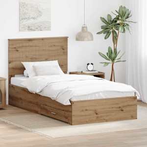 Rám postele s čelo Artisanový dub 100 x 200 cm kompozitní dřevo - obrázek 1