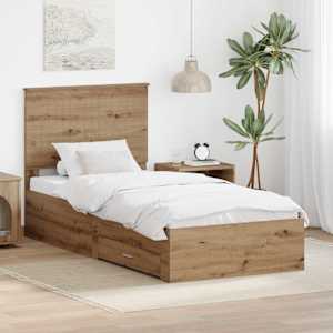 Rám postele s čelo Artisanový dub 90 x 190 cm kompozitní dřevo - obrázek 1