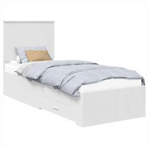Rám postele s čelo Bílá a stříbrná 70 x 190 cm kompozitní dřevo - obrázek 2