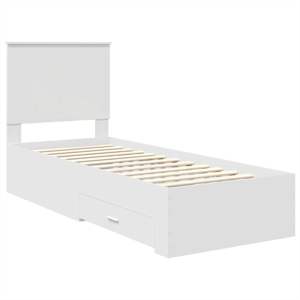 Rám postele s čelo Bílá a stříbrná 70 x 190 cm kompozitní dřevo - obrázek 4