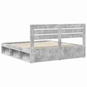 Rám postele s čelo Beton 200 x 200 cm Masivní borové dřevo - obrázek 9