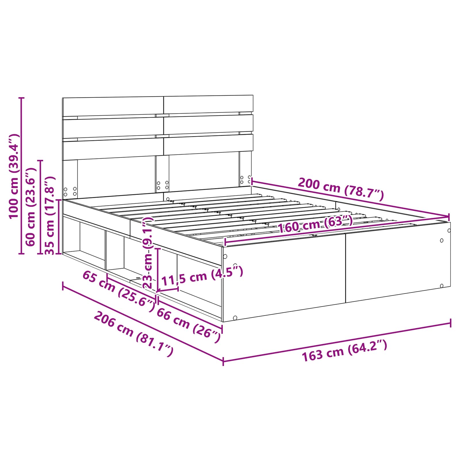 Bedframe Grijs Sonoma 160 x 200 cm Massief grenenhout image 13