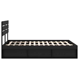 Rám postele s čelo Černá 150 x 200 cm Masivní borové dřevo - obrázek 8