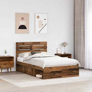 Rám postele Staré dřevo 135 x 190 cm Masivní borové dřevo - obrázek 3