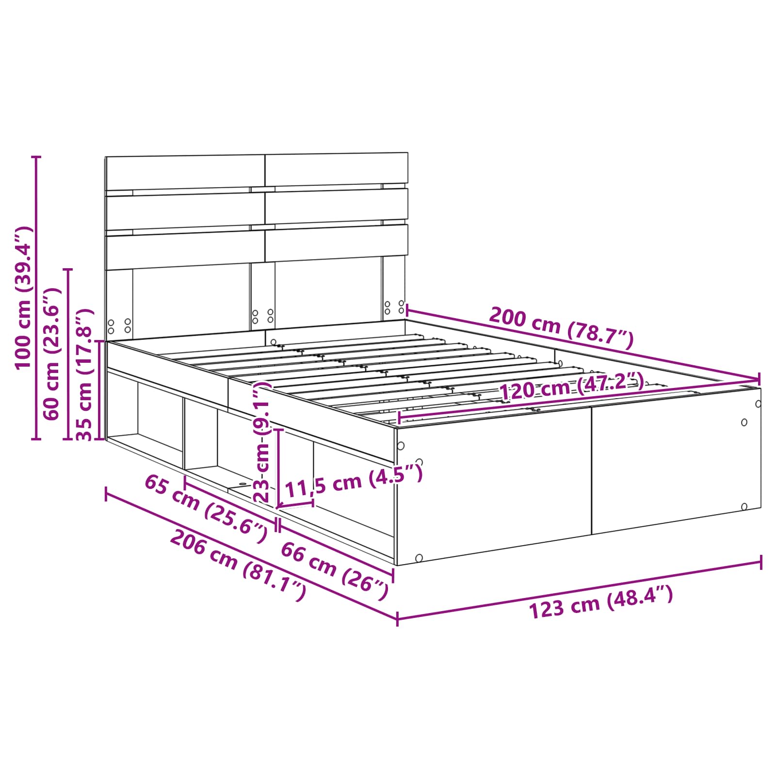 Bedframe Ambachtelijk eiken 120 x 200 cm Massief grenenhout image 13