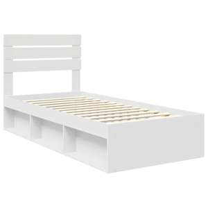 Rám postele s čelo Bílá 90 x 200 cm Masivní borové dřevo - obrázek 4