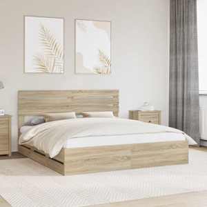 Rám postele s čelo Sonoma dub 200 x 200 cm Inženýrské dřevo - obrázek 1