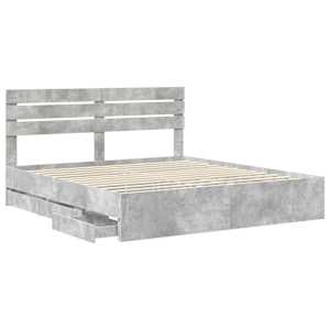 Rám postele s čelo Betonově šedá 200 x 200 cm Inženýrské dřevo - obrázek 5