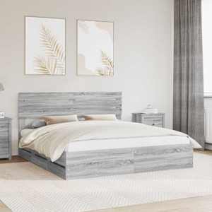 Rám postele s čelo Šedá Sonoma 200 x 200 cm Inženýrské dřevo - obrázek 1