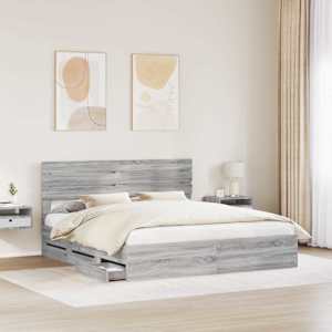 Rám postele s čelo Šedá Sonoma 200 x 200 cm Inženýrské dřevo - obrázek 3