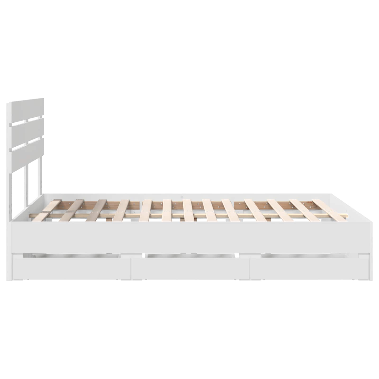 Voodi raam sahtliga peaga Valge 140 x 200 cm Inseneripuit 78 Kõik vajalik sinu aeda ja koju! Voodi raam sahtliga peaga Valge 140 x 200 cm Inseneripuit - Image 9