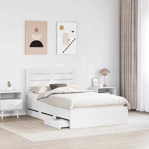 Rám postele se zásuvkou Bílá 120 x 200 cm Inženýrské dřevo - obrázek 3