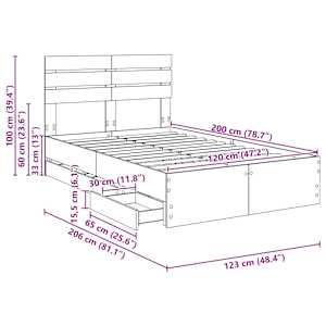 Rám postele se zásuvkou Bílá 120 x 200 cm Inženýrské dřevo - obrázek 14