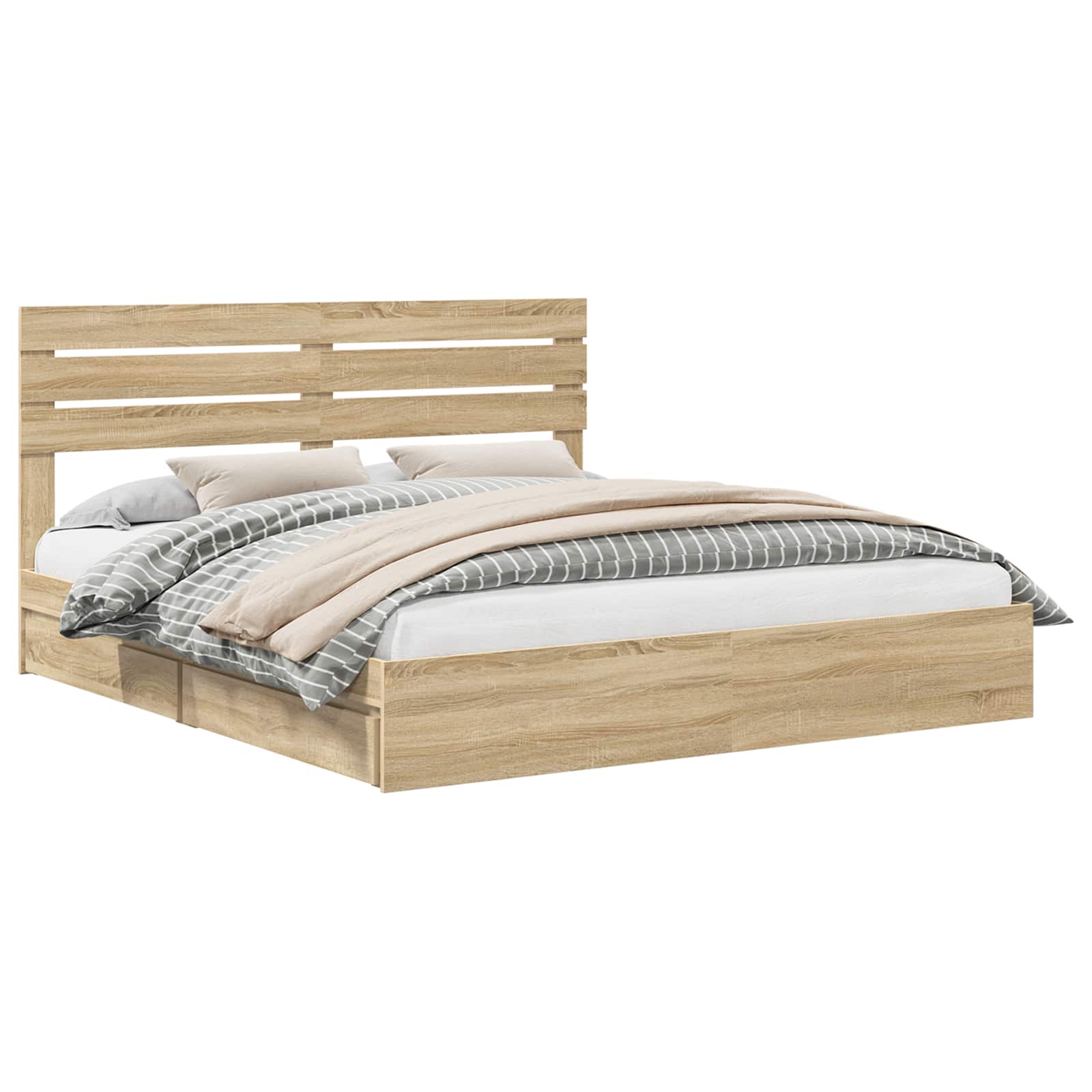 Opslag bed met lade Sonoma Eiken 180 x 200 cm Bewerkt hout | luizaXL | Dé meubelwinkel voor elk interieur Opslag bed met lade Sonoma Eiken 180 x 200 cm Bewerkt hout - Afbeelding 2