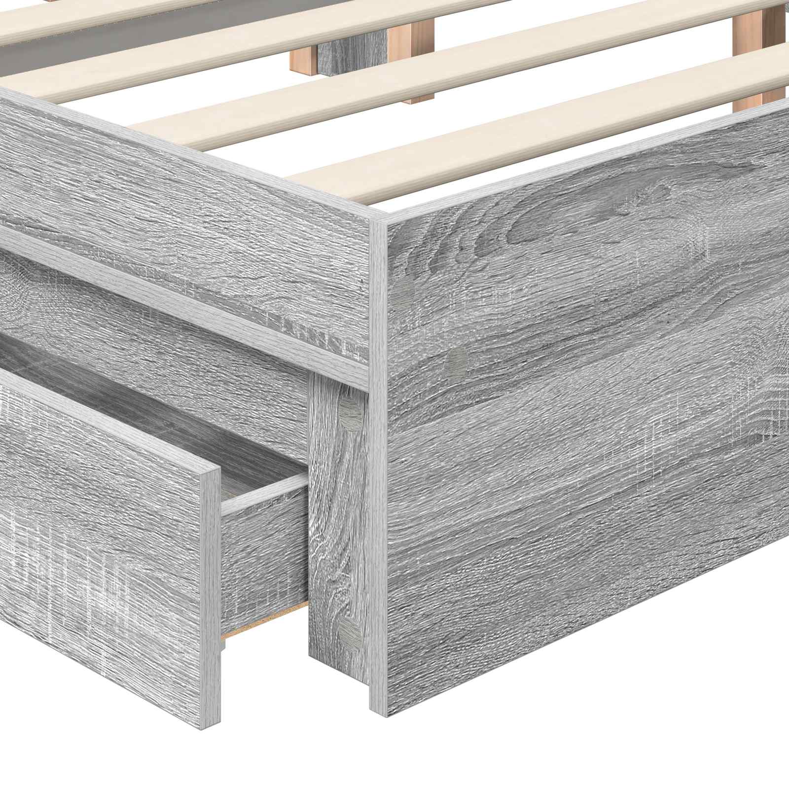 Opslag bed met lade Gerookt eiken 160 x 200 cm Bewerkt hout | luizaXL | Dé meubelwinkel voor elk interieur Opslag bed met lade Gerookt eiken 160 x 200 cm Bewerkt hout - Afbeelding 11