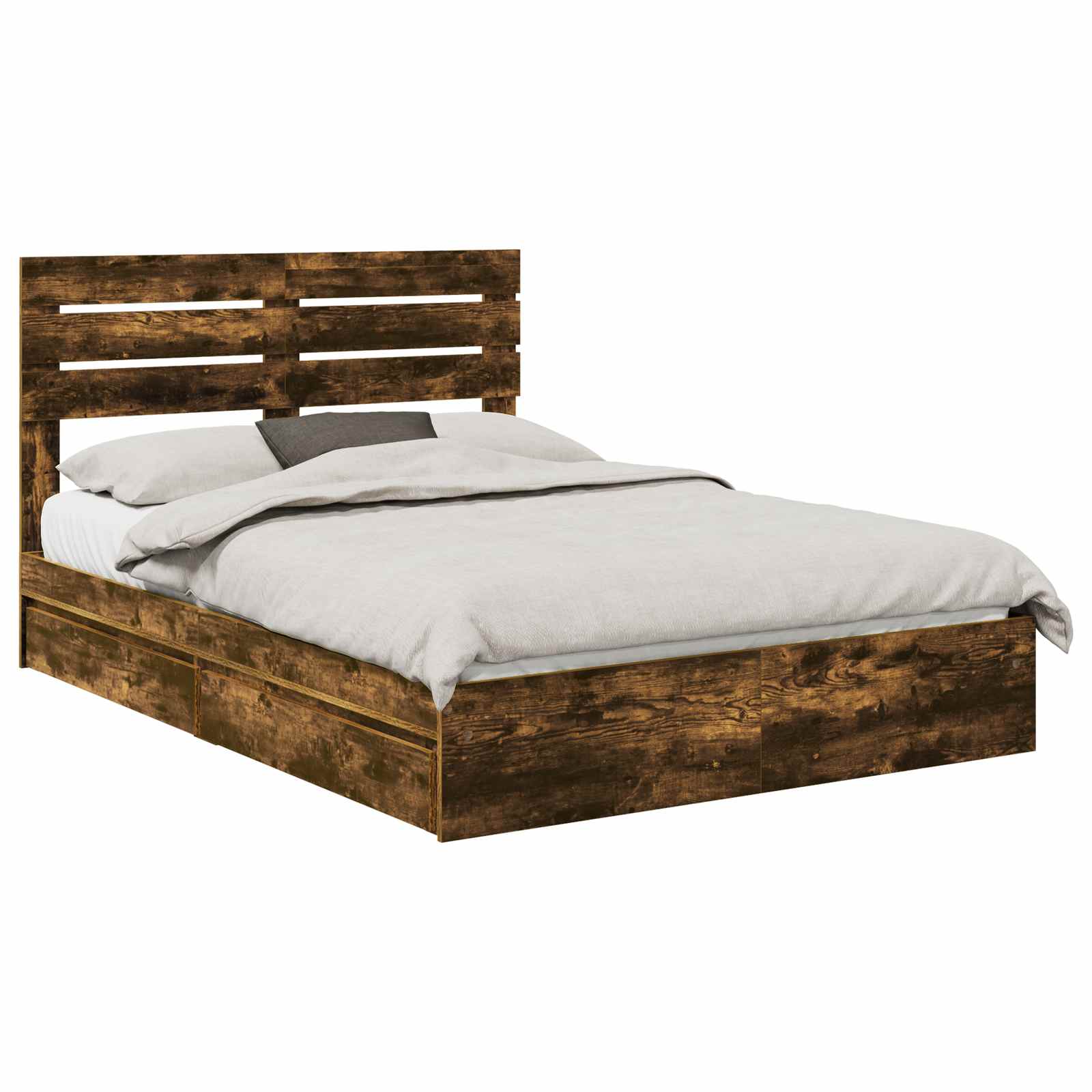 Opslag bed met lade Gerookt eiken 160 x 200 cm Bewerkt hout | luizaXL | Dé meubelwinkel voor elk interieur Opslag bed met lade Gerookt eiken 160 x 200 cm Bewerkt hout - Afbeelding 2