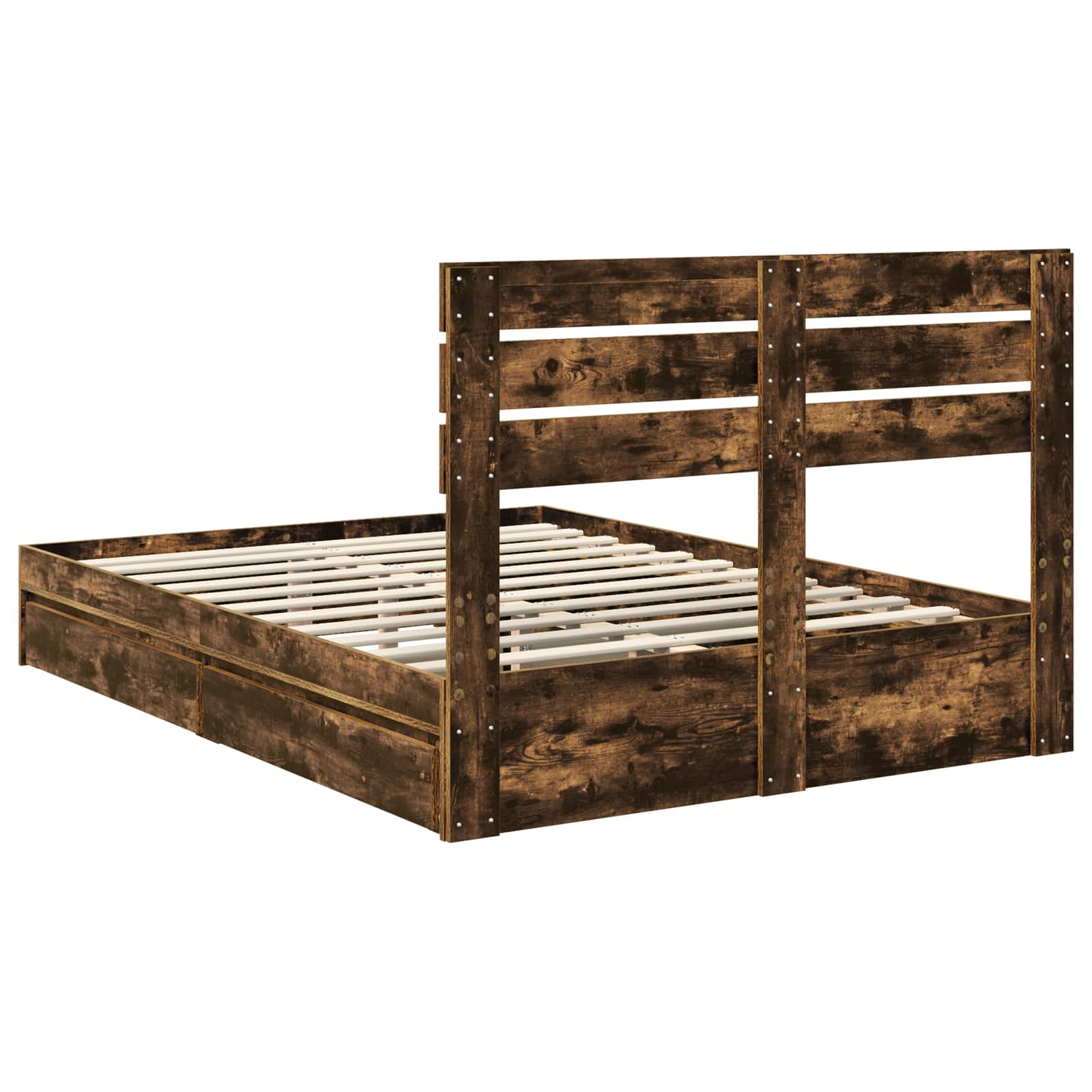 Opslag bed met lade Gerookt eiken 160 x 200 cm Bewerkt hout | luizaXL | Dé meubelwinkel voor elk interieur Opslag bed met lade Gerookt eiken 160 x 200 cm Bewerkt hout - Afbeelding 10