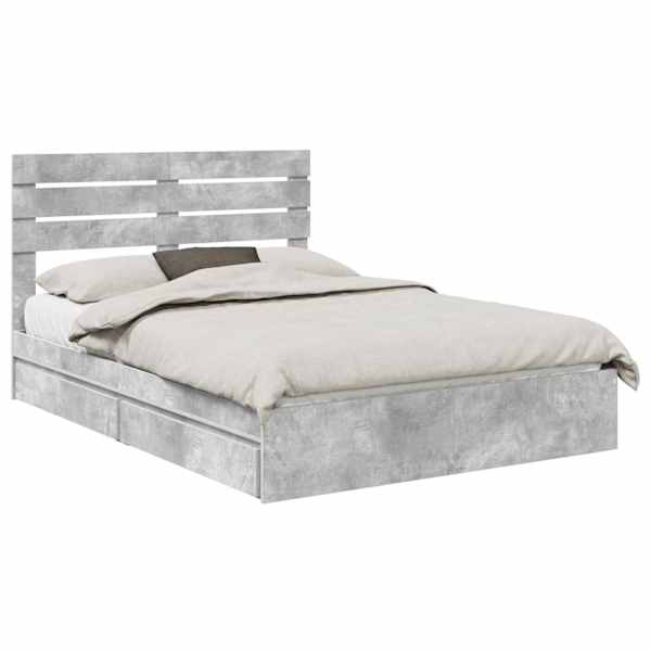 vidaXL Laos voodi sahtliga peaga Betoonhall 150 x 200 cm Tehispuit