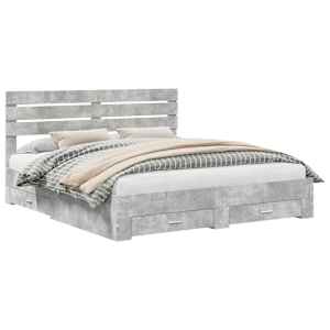 vidaXL Voodi raam sahtliga peaga Betoonhall 200 x 200 cm Tehispuit