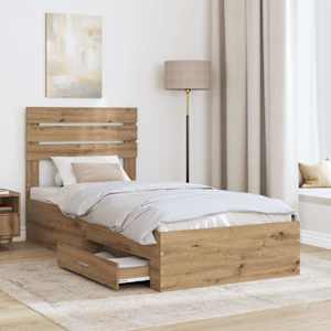 Rám postele s čelo Artisanový dub 90 x 190 cm kompozitní dřevo - obrázek 3