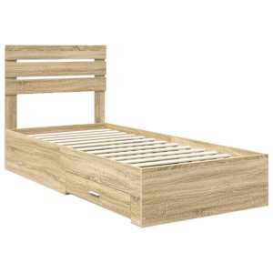Rám postele Sonoma dub a stříbrná 75 x 190 cm kompozitní dřevo - obrázek 4
