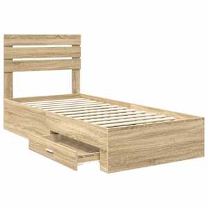 Rám postele Sonoma dub a stříbrná 75 x 190 cm kompozitní dřevo - obrázek 5