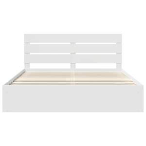 Rám postele s čelo Bílá 200 x 200 cm Masivní borové dřevo - obrázek 7