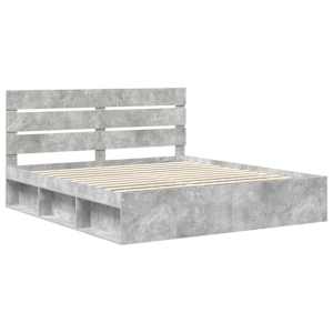 Rám postele s čelo Beton 200 x 200 cm Masivní borové dřevo - obrázek 4