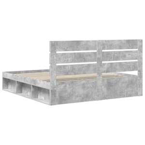 Rám postele s čelo Beton 200 x 200 cm Masivní borové dřevo - obrázek 9