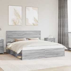 Rám postele Šedá Sonoma 200 x 200 cm Masivní borové dřevo - obrázek 1