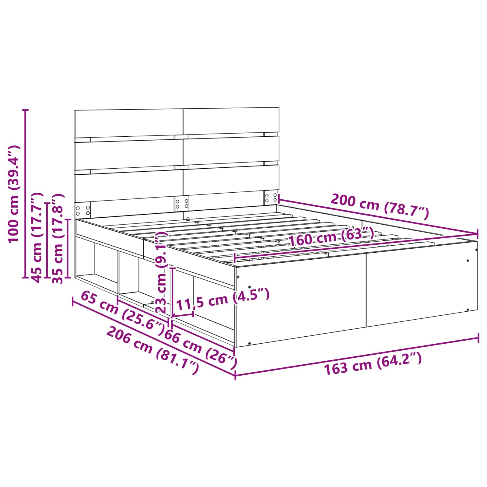 Bedframe Ambachtelijk eiken 160 x 200 cm Massief grenenhout image 13