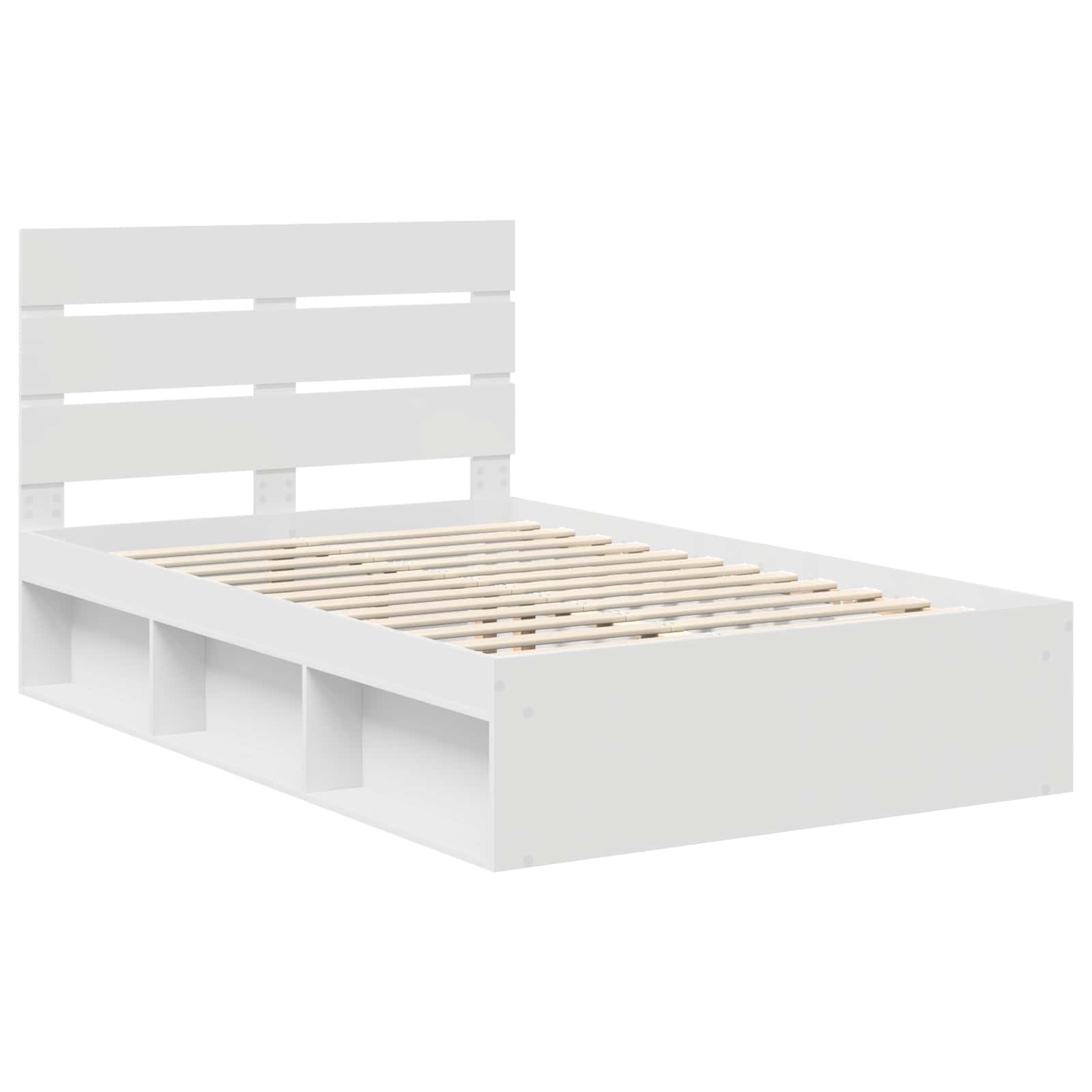 Bedframe met hoofdeinde Wit 135 x 190 cm Massief grenenhout image 4