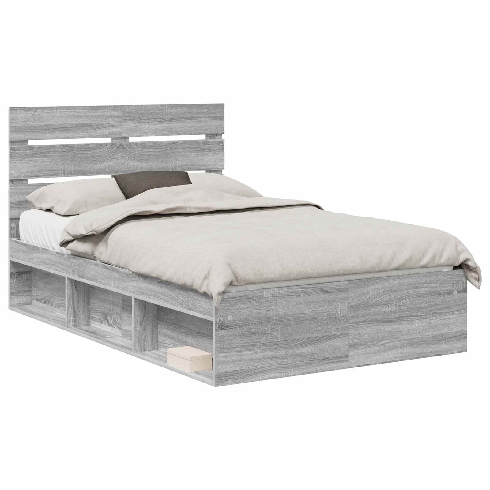 vidaXL Bedframe Grijs Sonoma 120 x 190 cm Massief grenenhout, foto 3
