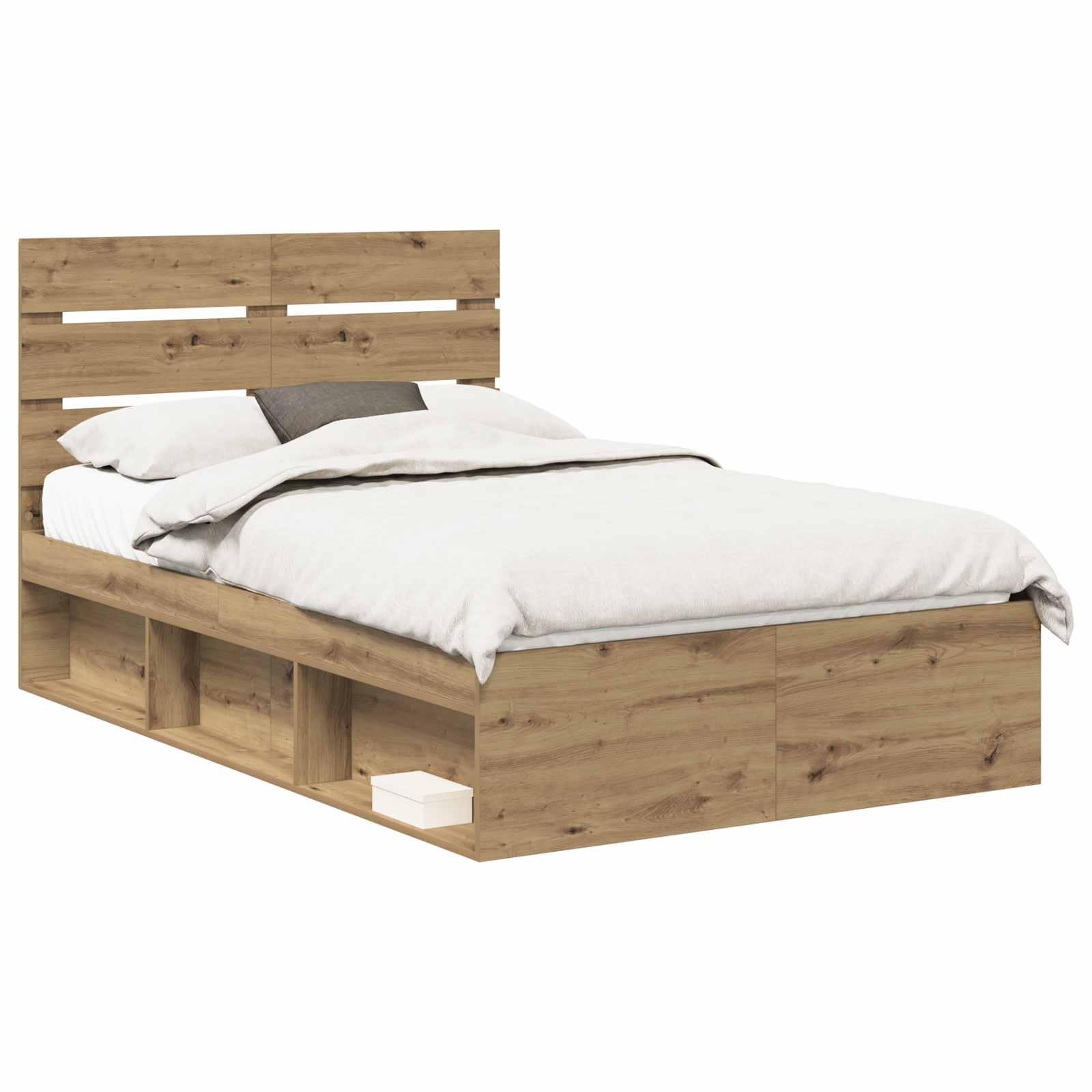vidaXL Bedframe Ambachtelijk eiken 120 x 190 cm Massief grenenhout, foto 3