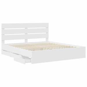 Rám postele se zásuvkou Bílá 200 x 200 cm Inženýrské dřevo - obrázek 5