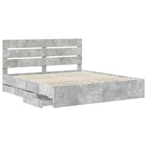 Rám postele s čelo Betonově šedá 200 x 200 cm Inženýrské dřevo - obrázek 5