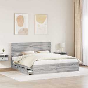 Rám postele s čelo Šedá Sonoma 200 x 200 cm Inženýrské dřevo - obrázek 3
