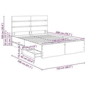 Rám postele s čelo Betonově šedá 150 x 200 cm Inženýrské dřevo - obrázek 14