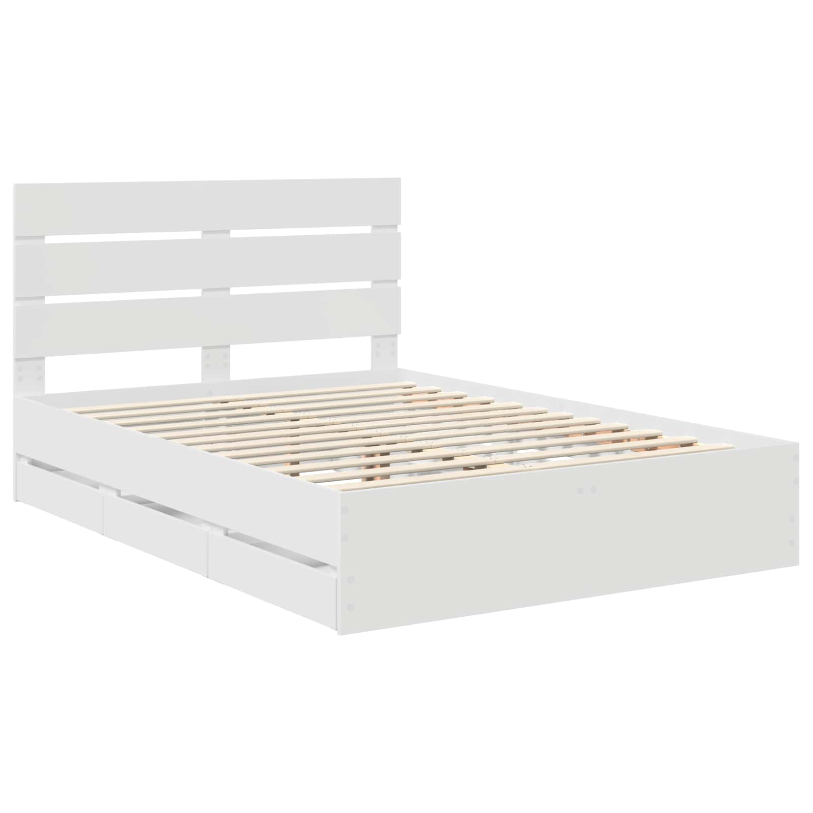 Voodi raam sahtliga peaga Valge 140 x 200 cm Inseneripuit 27 Kõik vajalik sinu aeda ja koju! Voodi raam sahtliga peaga Valge 140 x 200 cm Inseneripuit - Image 4