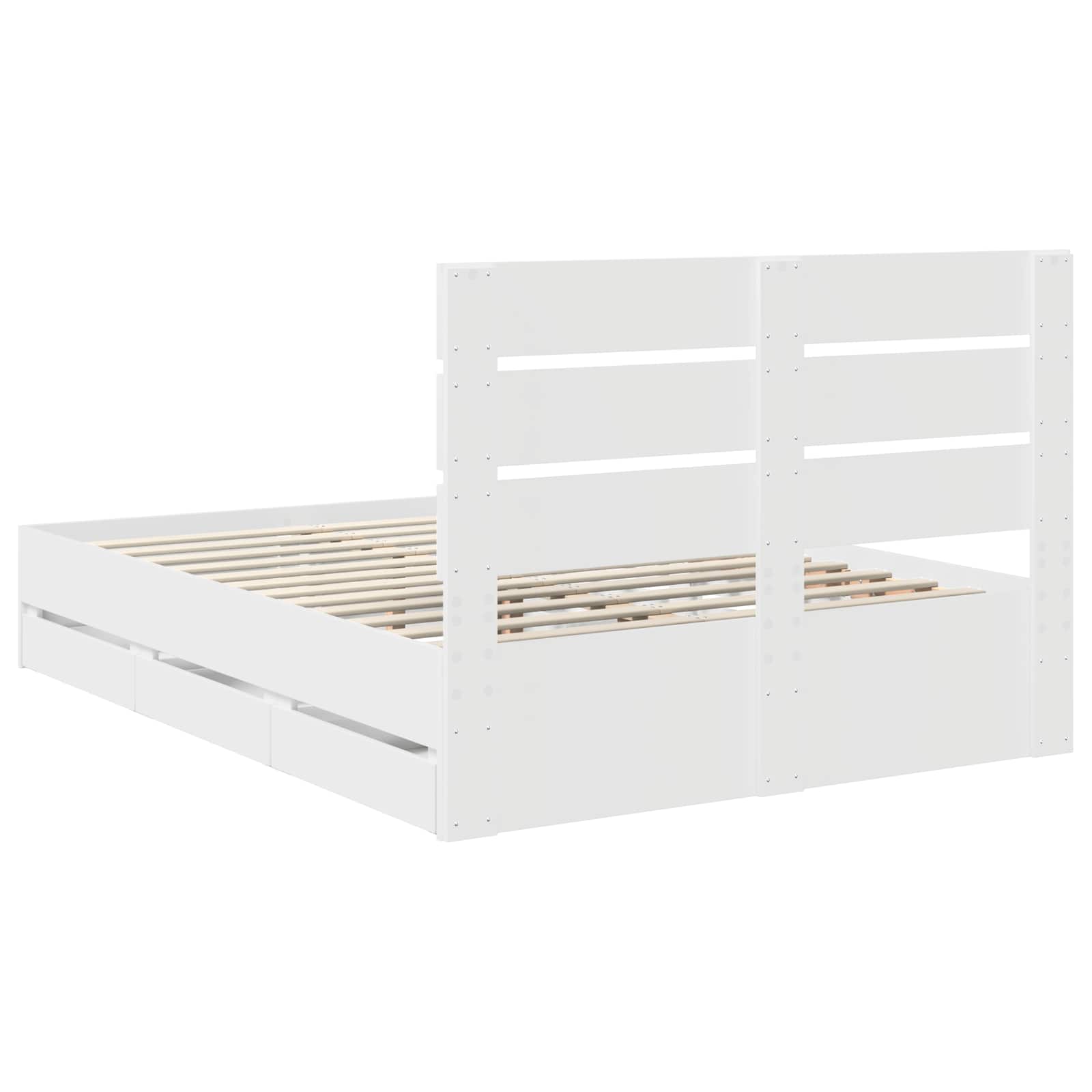 Voodi raam sahtliga peaga Valge 140 x 200 cm Inseneripuit 33 Kõik vajalik sinu aeda ja koju! Voodi raam sahtliga peaga Valge 140 x 200 cm Inseneripuit - Image 10