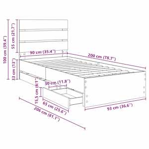Rám postele se zásuvkou Sonoma dub 90 x 190 cm Inženýrské dřevo - obrázek 14
