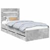 vidaXL Voodi raam sahtliga peaga Betoonhall 90 x 190 cm Inseneripuit