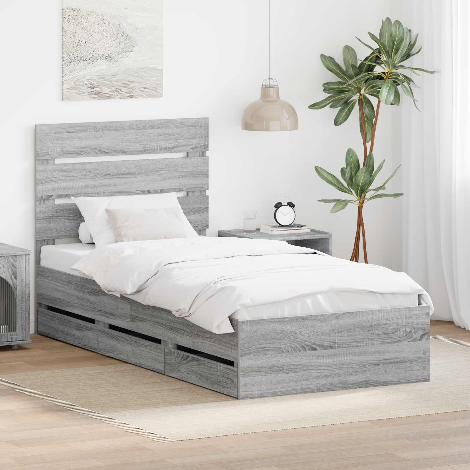 Bedframe met lade Grijs Sonoma 75 x 190 cm Ingenieurshout