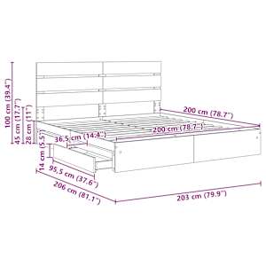 Postel s úložným prostorem s čelo Betonově šedá 200 x 200 cm - obrázek 14