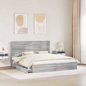 Postel s úložným prostorem s čelo Šedá Sonoma 200 x 200 cm - obrázek 3