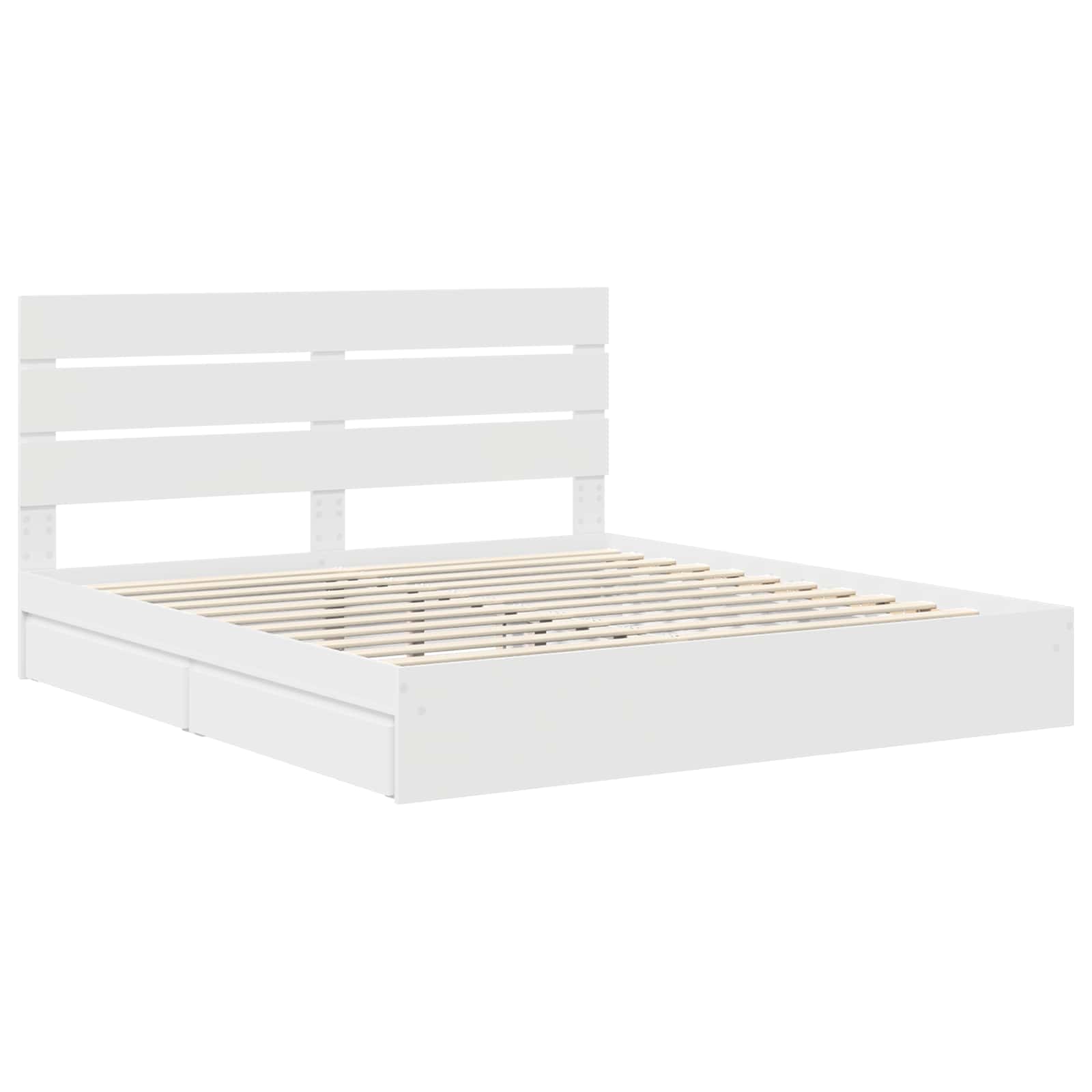 Opslag bed met hoofdeinde Wit 180 x 200 cm Bewerkt hout | luizaXL | Dé meubelwinkel voor elk interieur Opslag bed met hoofdeinde Wit 180 x 200 cm Bewerkt hout - Afbeelding 4