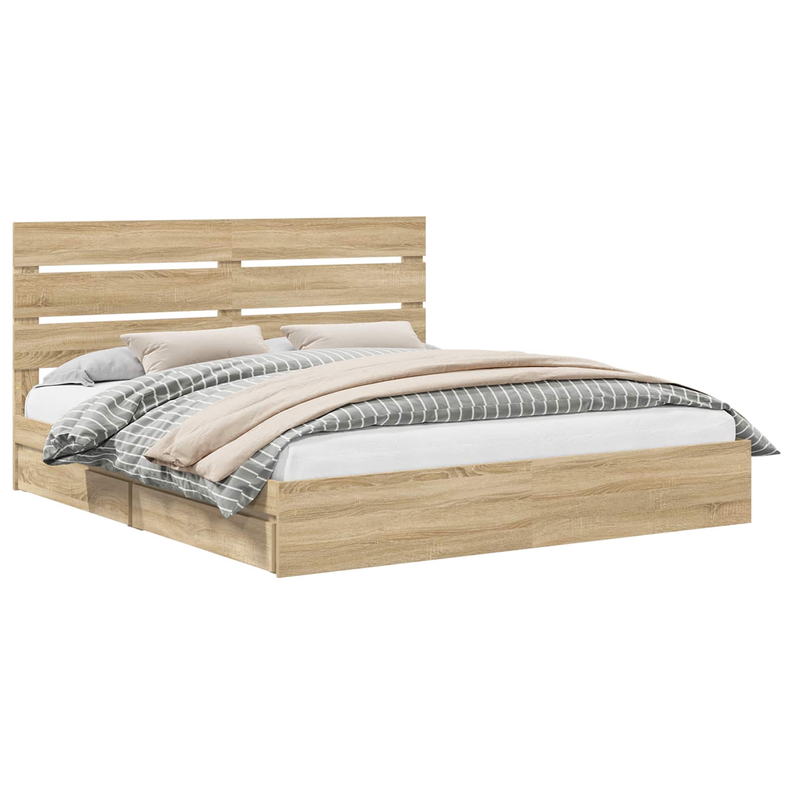 Opslag bed met lade Sonoma Eiken 180 x 200 cm Bewerkt hout | luizaXL | Dé meubelwinkel voor elk interieur Opslag bed met lade Sonoma Eiken 180 x 200 cm Bewerkt hout - Afbeelding 2