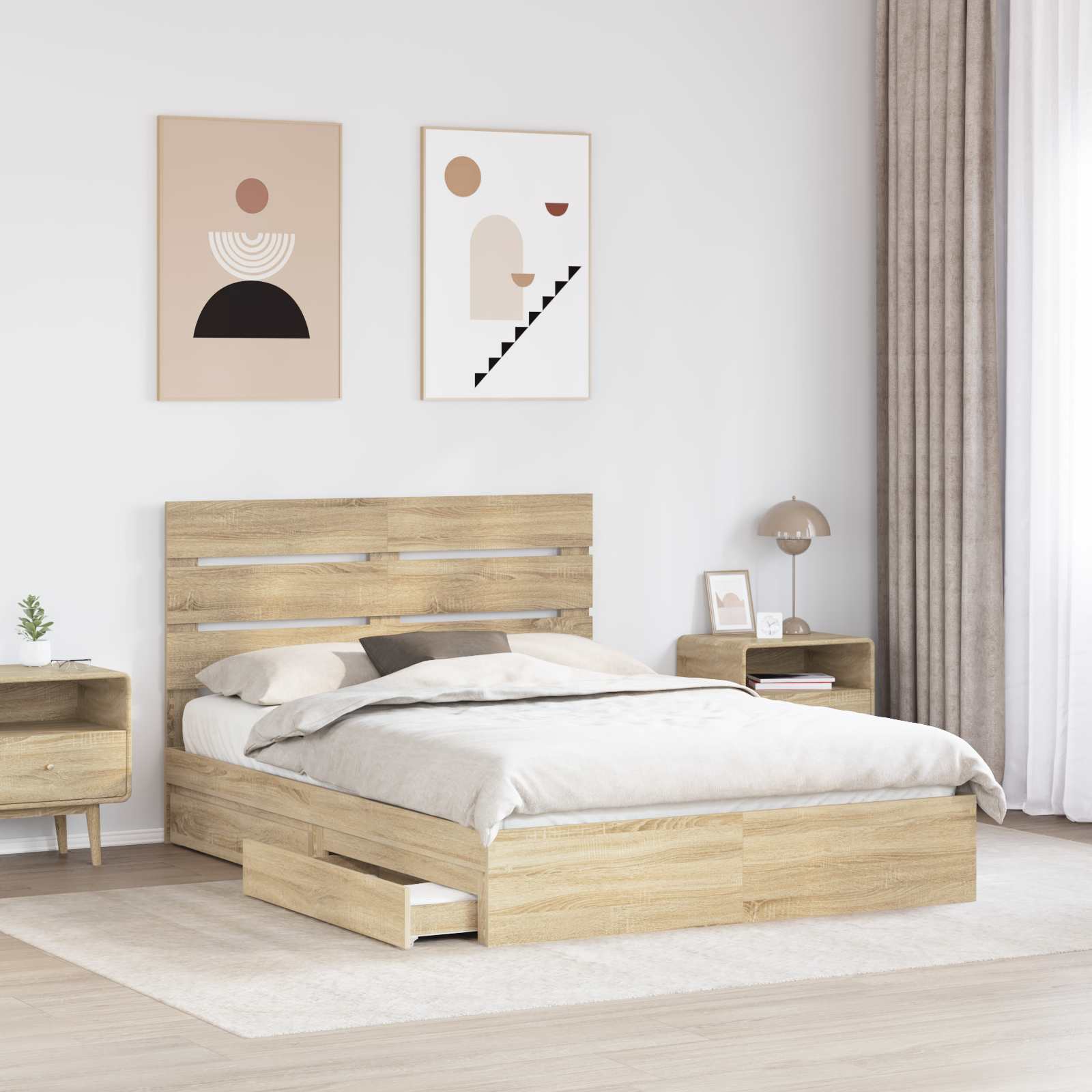 Opslag bed met lade Sonoma Eiken 160 x 200 cm Bewerkt hout | luizaXL | Dé meubelwinkel voor elk interieur Opslag bed met lade Sonoma Eiken 160 x 200 cm Bewerkt hout - Afbeelding 3